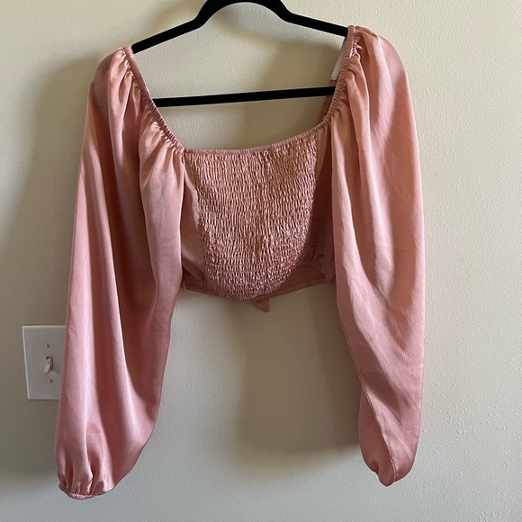 Pink Square Neck Puff Sleeve Shirt - Picture 2 of 6